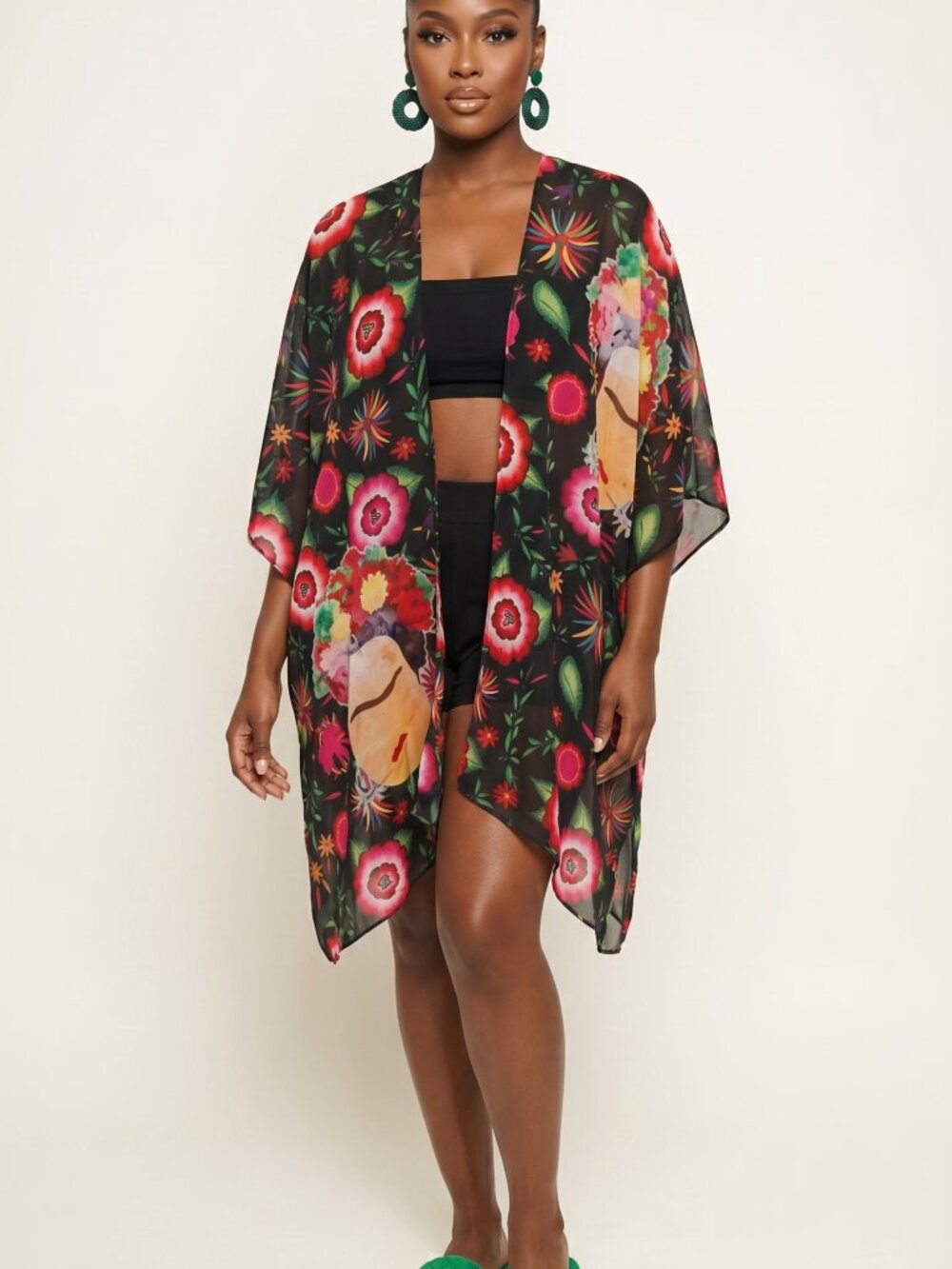 NWT One Size Sheer Floral Frida-Inspired Kimono Cover-Up